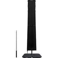 Funda protectora impermeable para sombrilla voladiza de 3-4 m, resistente al viento y a los rayos UV, tela Oxford 420D, con varilla, 240 x 57/57 cm, color negro