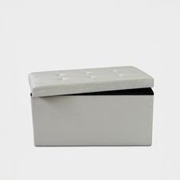 Pouf coffre rectangulaire en velours pour chambre - Beige