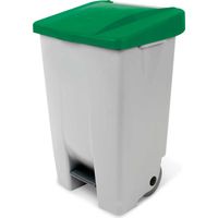 BRB Tretabfalleimer mit Rollen, Inhalt 80 Liter, HxBxT 740x490x420 mm, Korpus grau, Deckel grün