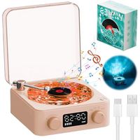 Platine vinyle lumineuse avec compatibilité Bluetooth - Enceinte Bluetooth Aqua - Modes TF/AUX - Platine vinyle audio idéale pour la maison (Rose)