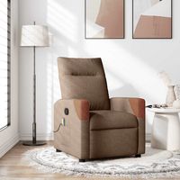 Fauteuil de massage inclinable-Chaise de relaxation-Fauteuil Relax Marron Tissu 118624