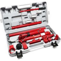 Wiltec – Presse hydraulique 10 t – Kit de redressage avec accessoires – Cric mécanique et support de plafond – Débosselage carrosserie