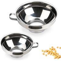 Lot de 2 Entonnoirs Acier Inoxydable Ouverture Large Poignée Ergonomique Confitures Liquides Cuisine