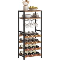 Hoobro – Range bouteille pour 16 flacons – Structure courbée pour stabilité – Avec 2 plateaux et porte-verres – Pour cuisine, bar, restaurant – EBF04JJ01