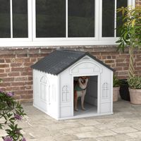 Niche pour Chien Extérieur avec Toit en Pente et Porte Avant Ouverte, pour Chiens Moyens et Grands, 84,2x98,2x82cm, Gris
