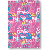 Coperta in pile con licenza ufficiale Barbie, design con logo rosa, design senza scatola, calda e super morbida al tatto, perfetta per casa, camera da letto, viaggi, pigiama party e campeggio