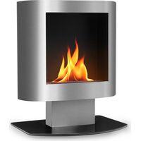 Cheminée bioéthanol portable – Combustion 4h – Inodore et sans fumée – Technologie 3D-LED pour flammes réalistes – 1000W/2000W – Oneconcept