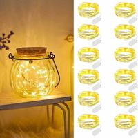 Set of 12 waterproof LED string lights, 2m, 20 LEDs each – Warm White – For indoor/outdoor use, parties, Christmas, bedroom decoration