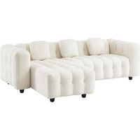 sweeek - Ecksofa, wendbar, mit strukturiertem Bouclé-Bezug, Strukturiertes Bouclé, Creme