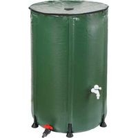 Récupérateur d'eau de pluie 200 L – Robinet intégré – Traitement anti-UV – Dimensions 60 cm diamètre, 70 cm hauteur – Armature renforcée 6 tubes – Jr Motoculture