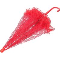Parapluie de Mariée Confectionné en Dentelle Vintage Rouge, Parasol Élégant en Dentelle et Fer, Accessoire de Scène pour Décoration et Performances