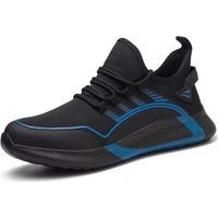 Chaussures de sécurité pour hommes et femmes, antichocs, antiperforation, respirantes et légères, chaussures de travail à embout en acier Blue Taille 48
