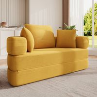 Canapé-lit pliant multifonctionnel autoportant – Lit ovale 173 x 176 cm avec coussins, canapé modulable en velours côtelé, idéal salon/appartement/chambre