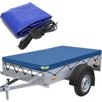 Bache Remorque Étanche avec Corde en Caoutchouc, Bâche Protection Plate,Bâche de Remorque Renforcée,pour de Divers Modèles Remorque Voiture 750kg,500kg (258x136x8cm)