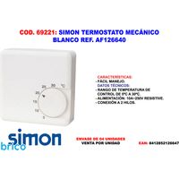 Thermostat mécanique Simon White AF126640