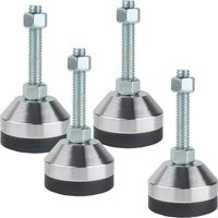 Lot de 4 Pieds Nivelants M10 x 50 mm, Patins Antidérapants 60 mm, Supports Réglables pour Machines, Établis, Meubles, Noir
