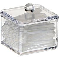 BEBUSINGOTO Quadratischer stapelbarer Organizer aus Acryl für Wattebausche, Tamponspender fürs Badezimmer