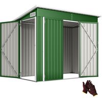 Outsunny cobertizo de jardín exterior metálico 2,7 m², 234x132x185 cm con triple puerta, cerradura y ventilación para almacenamiento de herramientas