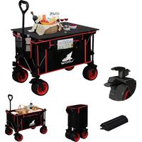 WOLTU 150L con piano Carrello da spiaggia manuale pieghevole con ruote, Borsa di Trasporto, Nero+Rosso