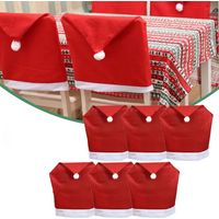 Christmas Chair Covers Set of 6 Non Woven Fabric Christmas Chair Covers with Santa Hat Red