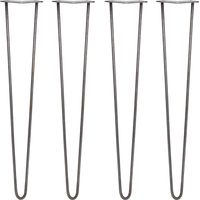 SKISKI LEGS - 4 Pieds de Table en Épingle à Cheveux 71cm 2 Tiges en Acier Brut Épaisseur 10mm