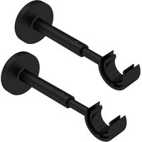 2 Supports pour Tringle à Rideaux, Mural, D.20, Saillie extensible 110 à 160mm, Noir