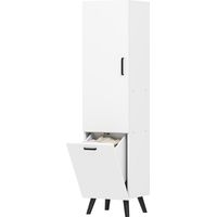 Armario baño puertas estantes cesto ropa sucia 35x31.5x144 cm Blanco