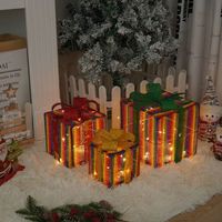 Illuminated Christmas Gift Boxes, Set of 3, Indoor and Outdoor Christmas Decorations, LED Lighted Gift Box, Christmas Tree Decoration D