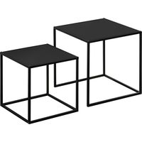 Set de 2 tables basses design moderne acier noir 120x59x45 cm