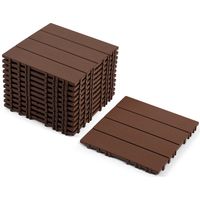 Wolketon Lot de 99 dalles de terrasse 30x30cm sol en plastique avec système d'encliquetage Pose Rapide Idéal Jardin, Balcon Brun (99 pcs/9 m²)