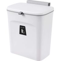 Poubelle de cuisine 9L, poubelle suspendue avec couvercle coulissant, poubelle à poser sur le plan de travail, poubelle de placard, poubelle de cuisine, bac de cuisine multifonction (gris)