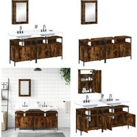 Ensemble de meubles de salle de bain 3 pcs Chêne fumé - Meuble De Salle De Bain - Ensemble Meuble Salle De Bain - Armoire Salle De Bain - Rangement Salle De Bain - Design Minimaliste - Home & Living
