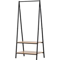 Perchero de Ropa Perchero de Pie con 2 Estantes de Almacenamiento Barra para Colgar y Marco de Acero 64x42,5x149cm Negro