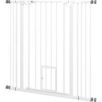 Barrera de seguridad extensible con puerta cierre automático y doble bloqueo 74-101x104.1 cm Blanco