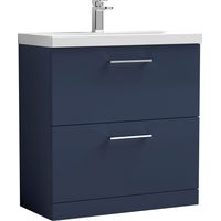 Nuie Arno Satin Midnight Blue 800mm 2 Drawer Vanity Unit and Mid Edge Ceramic Basin - ARN2935A