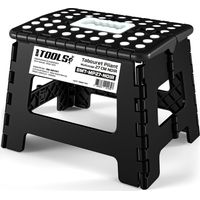 Tabouret Pliant Noir 27cm, Marchepied Pied Pliable BM TOOLS BMT-MP27-NOIR - 150kg Capacité, Léger et Compact pour Adulte/Enfant