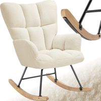 Fauteuil à bascule rembourré avec grand dossier beige
