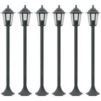 vidaXL Lampioni da Giardino 6pz E27 110 cm Alluminio Verde Scuro