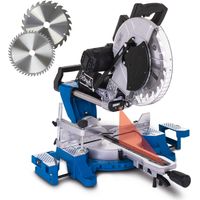 Scheppach Scie à onglet radiale HM140L – 2000 W - Largeur de coupe 330 mm - Hauteur de coupe 105 mm - Lame Ø305 mm - Double inclinaison - Table de travail -45°/+45° - Stable & légère - Laser intégré