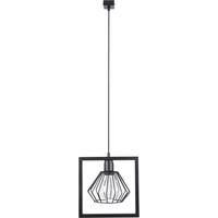 Suspension noire industrielle boule verre Saga E27