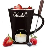 Tasses à fondue au chocolat, tasses à café, tasses à fondre le chocolat avec fourchettes, chauffe-fondue, coupelles à bonbons, couleur café...