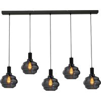 Lampe suspendue 5 lumières - noire - Porto avec verres à fumée Ball - Ø 24cm - 2711-05-05-130-5-3