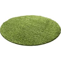 Tapis Rond Shaggy Uni Poils Longs Tapis Salon Chambre (Vert - 200x200cm)
