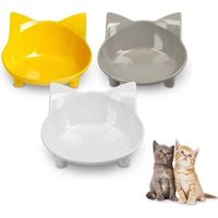 Ciotole per gatti, ciotola multiuso antiscivolo per animali domestici con gomma, per alleviare l'affaticamento dei baffi, confezione da 3 - grigio, bianco e giallo