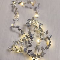 Guirnalda LED con Hojas Plateadas – 20 Luces Cálidas 1,9 m