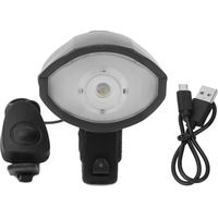 Phare avant scooter rechargeable USB, super luminosité, éclairage nocturne avec klaxon intégré, noir.