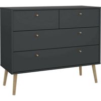 Commode Pelagie, 4 tiroirs, Ouverture coulissante, 39,1x98,7x81,7h cm Gris