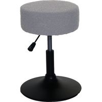 Tabouret HWC-C22, tabouret de maquillage, réglable en hauteur pivotant Ø 37cm Tissu Bouclé (450g/m²) MVG gris