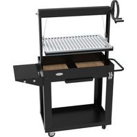 Barbecue charbon en acier émaillé et inox – Grille réglable en hauteur – 4 roulettes avec frein – Surface de cuisson 2972,50 cm² – Imor