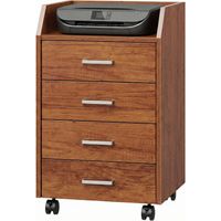 Cajonera de escritorio con ruedas 4 cajones archivador móvil 40x36x65 cm marrón